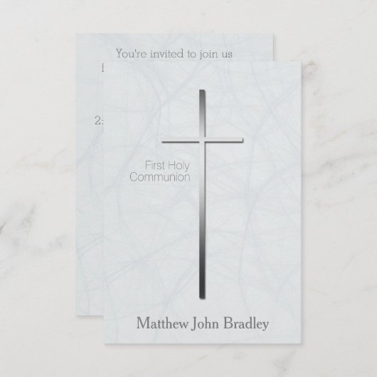 Eerste Heilige Communie in blauwe uitnodiging (Voorkant / Achterkant)