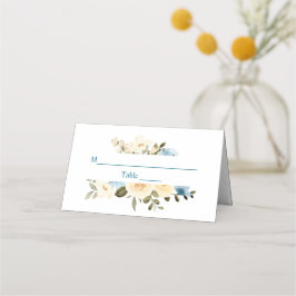 Eerste Heilige Communie Ivory Blue Flowers Greener Plaatskaartje