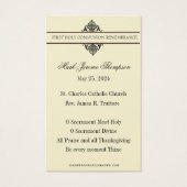 EERSTE HEILIGE COMMUNIE JEZUS ENGELEN HEILIGE KAAR VISITEKAARTJE (Achterkant)