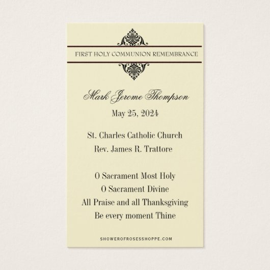 EERSTE HEILIGE COMMUNIE JEZUS ENGELEN HEILIGE KAAR VISITEKAARTJE (Achterkant)