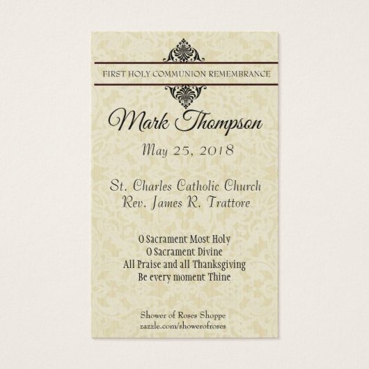 EERSTE HEILIGE COMMUNIE JEZUS ENGELEN HEILIGE KAAR VISITEKAARTJE (Achterkant)