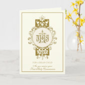 Eerste Heilige Communie Jezus Eucharistie Kaart (Gele Bloem)