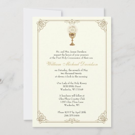 Eerste Heilige Communie Jezus Eucharistie Kaart (Voorkant)