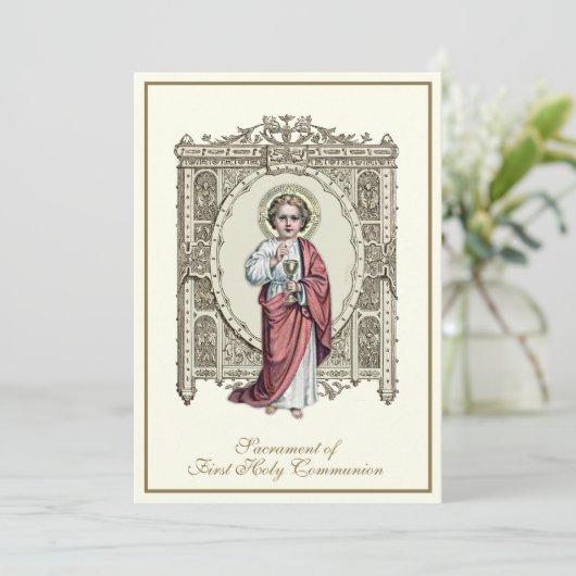 Eerste Heilige Communie Jezus Eucharistisch Roos Kaart (Staand voorkant)