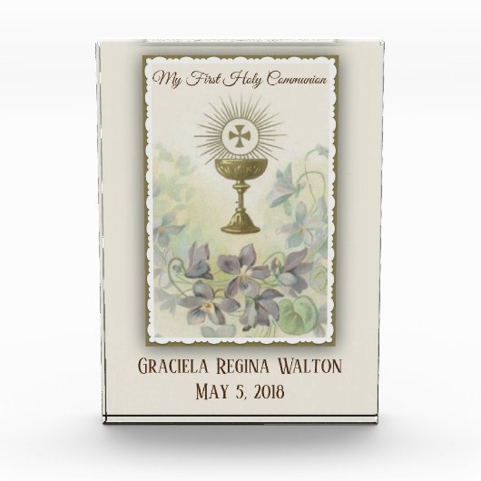 Eerste Heilige Communie Jezus Gastheer Kelk Keepsa Fotoblokken (Voorkant)