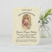 Eerste Heilige Communie Jezus Jong Meisje Uitnodig Kaart (Staand voorkant)