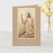 Eerste Heilige Communie Jezus Kelk Kaart (Gele Bloem)