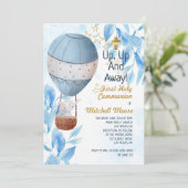 Eerste Heilige Communie Jongen Hete Luchtballon Ol Kaart (Staand voorkant)