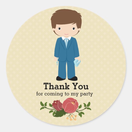 Eerste Heilige Communie jongen * kies achtergrondk Ronde Sticker (Voorkant)