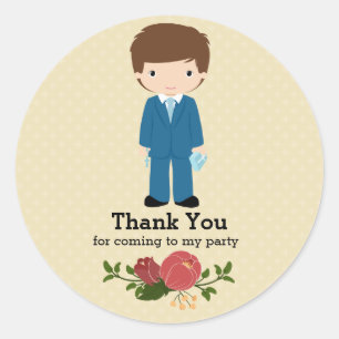 Eerste Heilige Communie jongen * kies achtergrondk Ronde Sticker