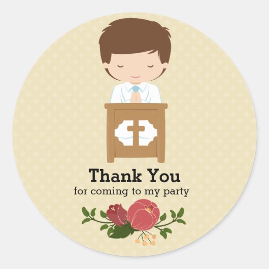Eerste Heilige Communie jongen * kies achtergrondk Ronde Sticker (Voorkant)