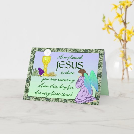 Eerste Heilige Communie Kaart (Gele Bloem)