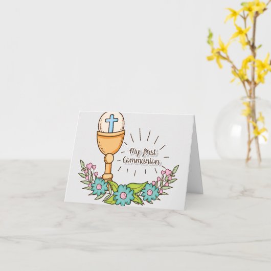 Eerste Heilige Communie Kaart (Gele Bloem)