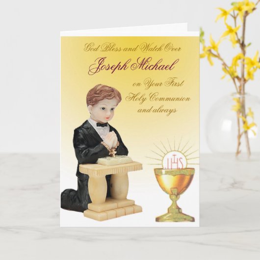 Eerste Heilige Communie Kaart (Gele Bloem)