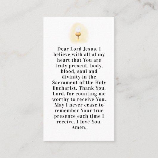 Eerste Heilige Communie Kaart Visitekaartje (Achterkant)