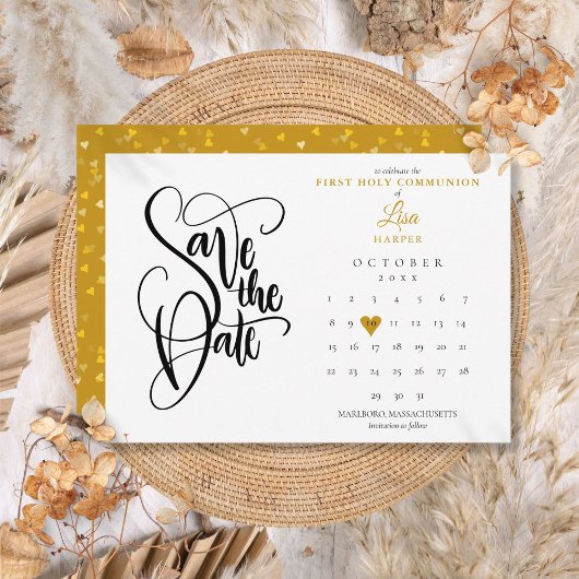 Eerste Heilige Communie Kalender Gouden Hart Save The Date