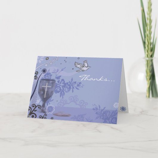 Eerste Heilige Communie Kalice Dove Hartelijk dank Bedankkaart (Voorkant)