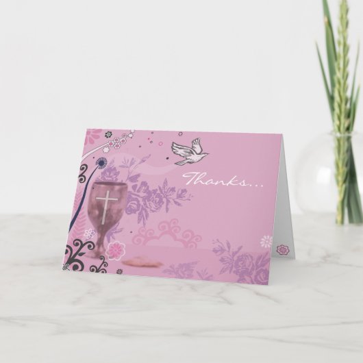Eerste Heilige Communie Kalice Dove Hartelijk dank Bedankkaart (Voorkant)
