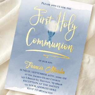 Eerste Heilige Communie katholiek Folie Uitnodiging