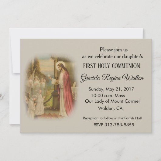 Eerste Heilige Communie Katholiek Kind Jezus Host Kaart (Voorkant)