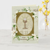 Eerste Heilige Communie Katholiek Traditioneel Kaart (Gele Bloem)