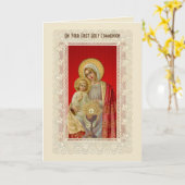 Eerste Heilige Communie Katholiek Traditioneel Kaart (Gele Bloem)