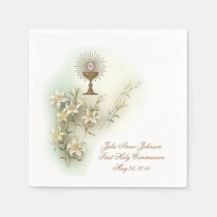 Eerste Heilige Communie Katholieke Kelk Host Lilie Servet