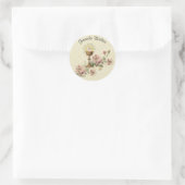 Eerste Heilige Communie Kelk Bloemen Herdenking Ronde Sticker (Tas)