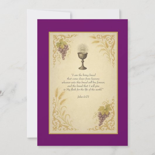 Eerste Heilige Communie Kelk & Druiven Kaart (Voorkant)