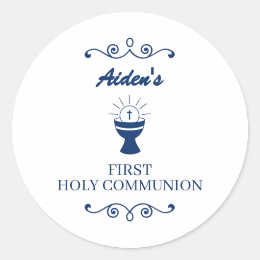 Eerste Heilige Communie Kelk Sticker voor Jongens (Voorkant)