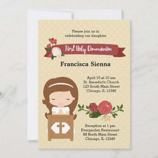 Eerste Heilige Communie * kies achtergrondkleur Kaart (Voorkant)