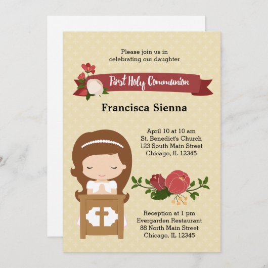 Eerste Heilige Communie * kies achtergrondkleur Kaart (Voorkant / Achterkant)