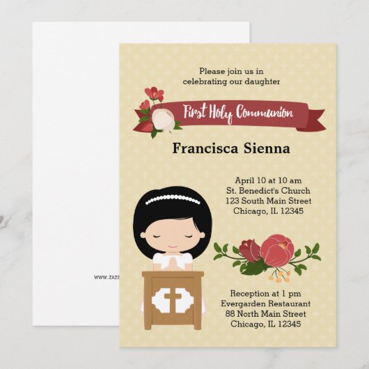 Eerste Heilige Communie * kies achtergrondkleur Kaart (Voorkant / Achterkant)