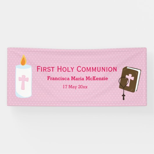 Eerste Heilige Communie * kies achtergrondkleur Spandoek (Horizontaal)
