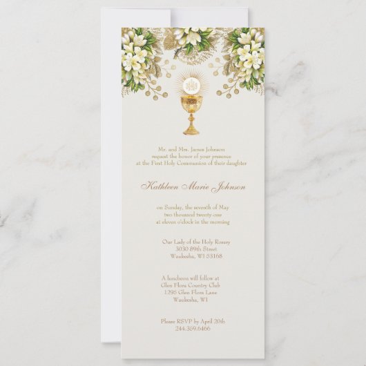 Eerste Heilige Communie  Kind Jezus Kaart (Achterkant)