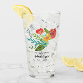 Eerste Heilige Communie Kleurrijke bloemen Glas