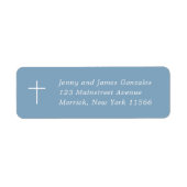 Eerste Heilige Communie Kruis Blauw retouradres Etiket (Voorkant)