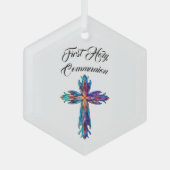 Eerste Heilige Communie Kruis Glas Ornament (Voorkant)