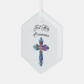 Eerste Heilige Communie Kruis Glas Ornament (Voorkant links)