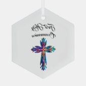 Eerste Heilige Communie Kruis Glas Ornament (Achterkant)