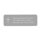 Eerste Heilige Communie Kruis Grijs Retouradres Etiket (Voorkant)