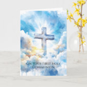 Eerste Heilige Communie Kruis Hemelse Zegen Kaart (Gele Bloem)