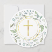 Eerste Heilige Communie Lauwerkrans Goud Ronde Kaart (Voorkant)