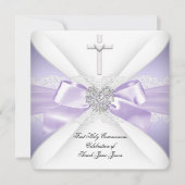 Eerste Heilige Communie Lavender Silver Heart Girl Kaart (Voorkant)