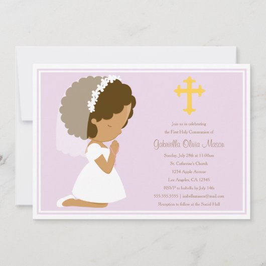 Eerste Heilige Communie - Lavender | Uitnodiging (Voorkant)
