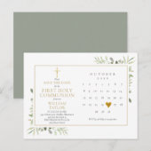 Eerste Heilige Communie Lentebloei Save The Date Aankondigingskaart (Voorkant / Achterkant)