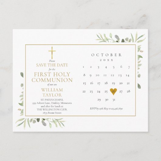Eerste Heilige Communie Lentebloei Save The Date Aankondigingskaart (Voorkant)