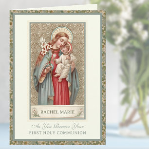Eerste Heilige Communie Maagd Maria Jezus Gebed Kaart