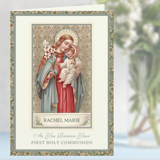 Eerste Heilige Communie Maagd Maria Jezus Gebed Kaart