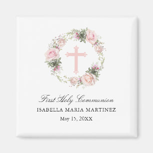 Eerste Heilige Communie Magneet Favor Pink Rose